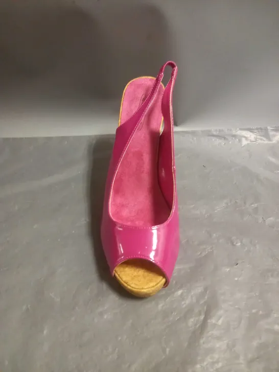 SPOT ON LADIES SLINGBACK OPEN TOE SANDALS PINK PATENT SIZE 6