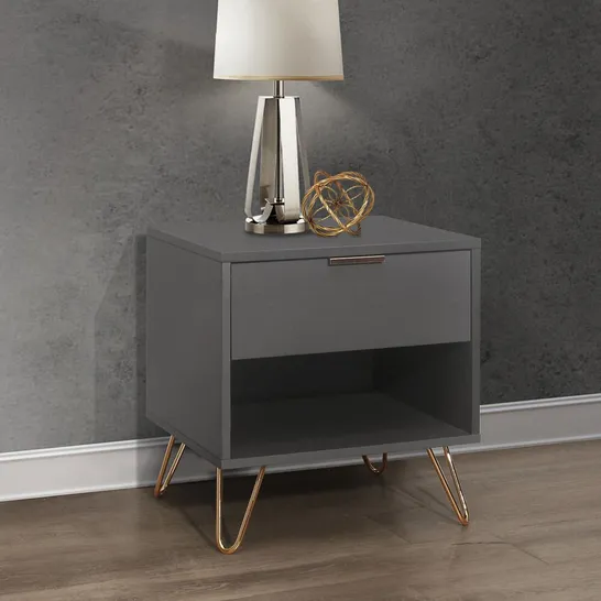 BOXED ARLO 1 DRAWER BEDSIDE TABLE CHARCOAL 