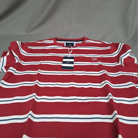 CREW CLOTHING COMPANY CLASSIC STRIPE CREW TEE - LARGE