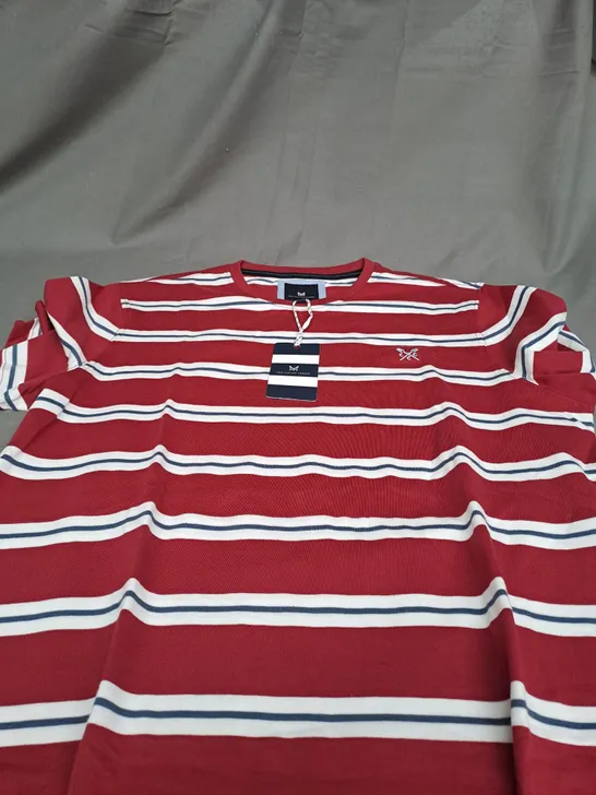 CREW CLOTHING COMPANY CLASSIC STRIPE CREW TEE - LARGE