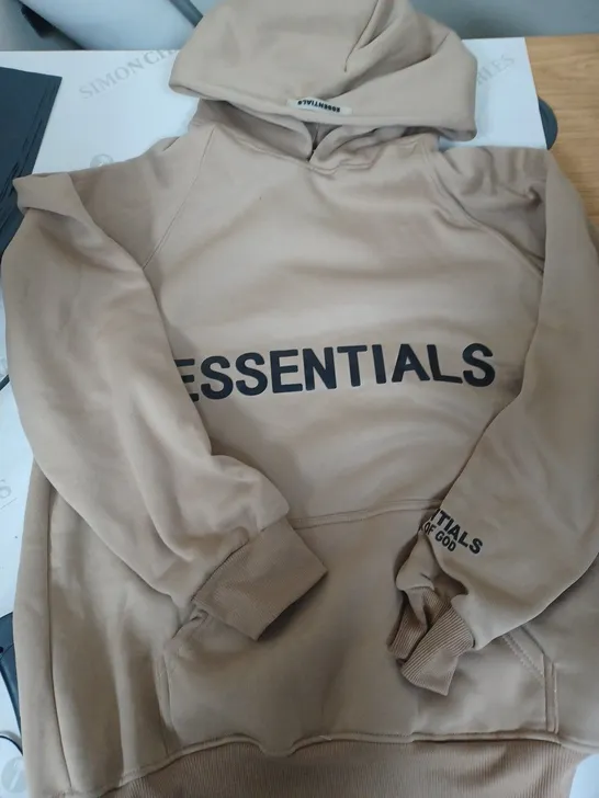 ESSENTIALS TAN HOODIE - SIZE LARGE