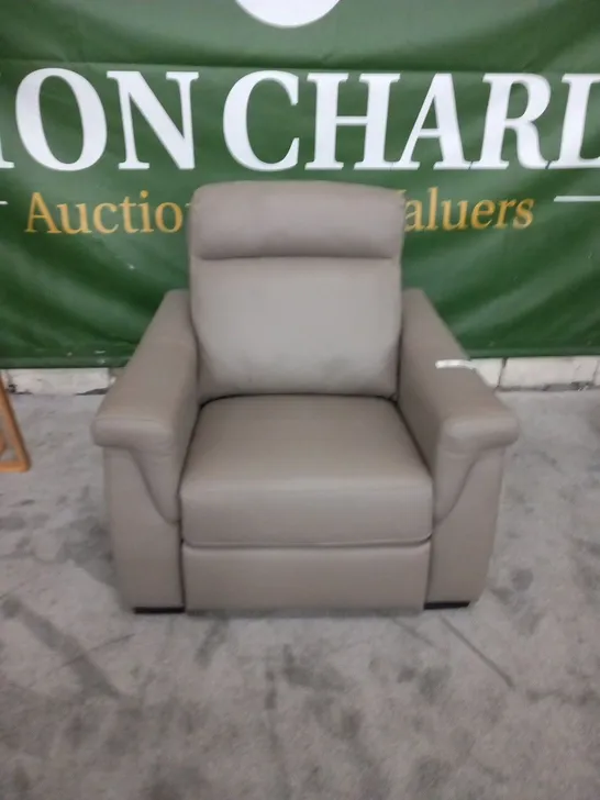 DESIGNER ITALIAN MADE ADRIANO GREY LEATHER ELECTRIC RECLINING ARMCHAIR