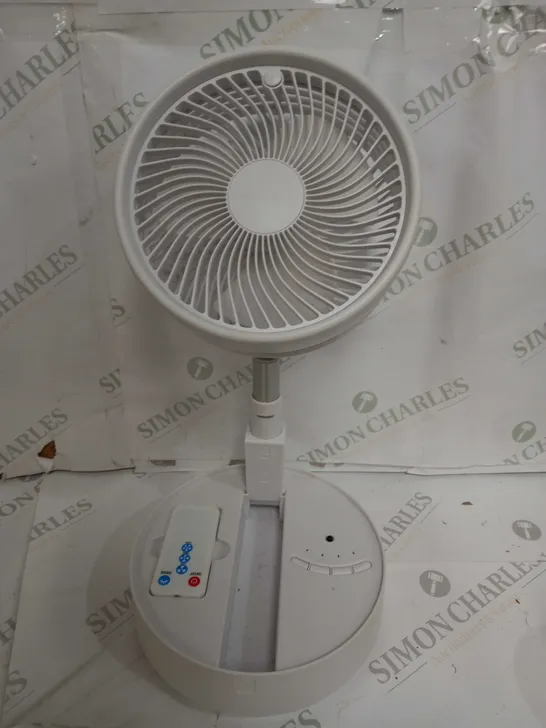 BOXED BELL & HOWELL OSCILLATING FOLDING RECHARGEABLE FAN, WHITE