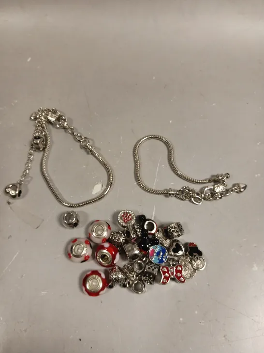 ROPE CHARM BRACELET PAIR WITH ASSORTED CHARMS 