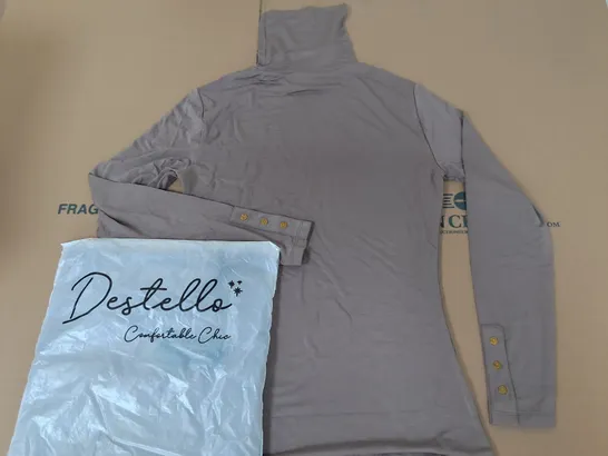 LOT OF 2 BRAND NEW DESTELLO MODAL HIGH NECK TOP IN TAUPE - UK 8