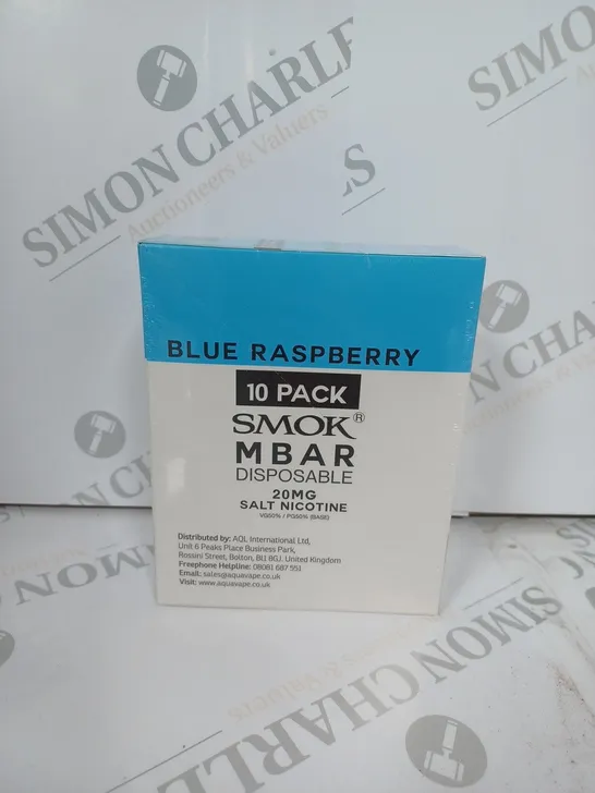 BOX OF APPROXIMATELY 10 BOXES OF BLUEBERRY ICE 10 PACK SMOK M BAR DISPOSABLE 20MG SALT NICOTINE