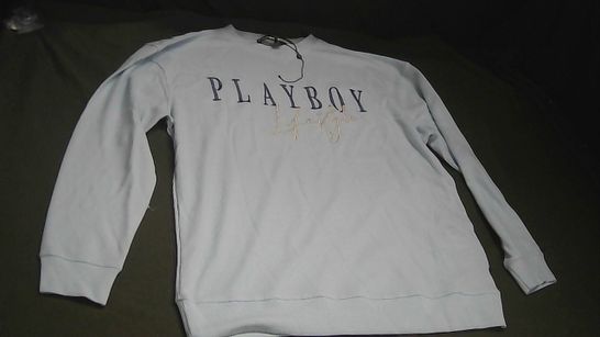 PLAYBOX X MISSGUIDED PLAYBOY LIFESTYLE BLUE JUMPER LARGE