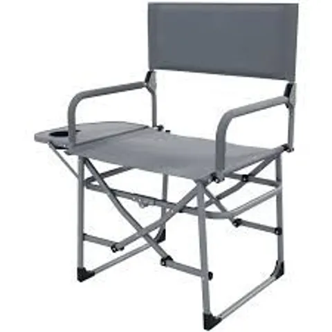 BOXED OUTSUNNY FOLDING DIRECTORS CAMPING CHAIR, WITH SIDE TABLE - GREY