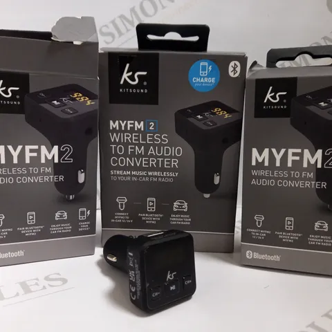 BOX OF APPROX 30 KITSOUNDS MYFM2 WIRELESS TO FM AUDIO CONVERTERS