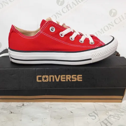 BOXED PAIR OF CONVERSE ALL STAR CANVAS SHOES IN RED UK SIZE 3.5