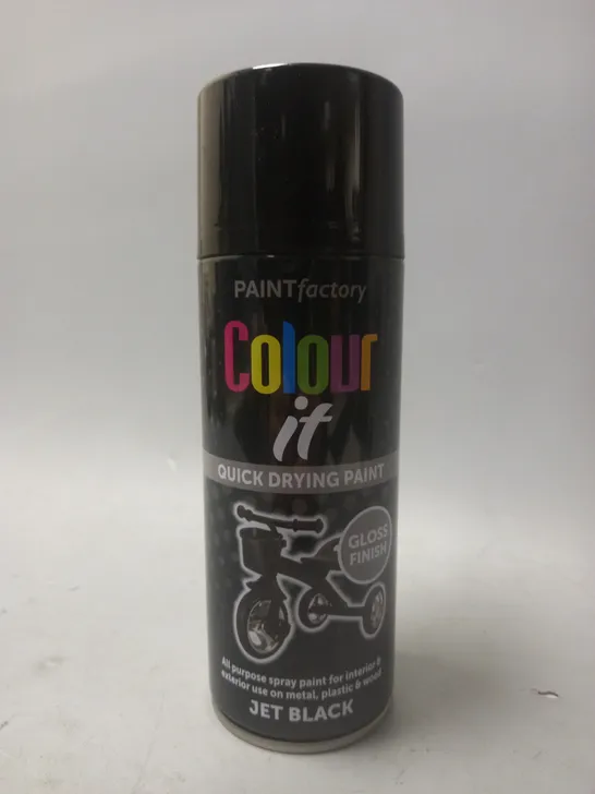 BOX OF 12 PAINT FACTORY COLOUR IT QUICK DRYING PAINT - GLOSS FINISH - JET BLACK - COLLECTION ONLY 