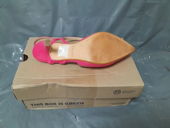 CLARKS SLINGBACK POINTED TOE LEATHER SANDALS BRIGHT PINK SIZE 6