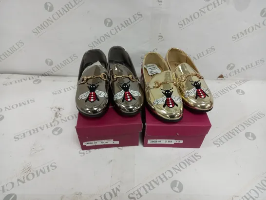 APPROXIMATELY 12 BOXED PAIR OF KELSI KIDS BUTTERFLY EMBROIDERED LOAFERS TO INCLUDE SIZES 9, 12, 13