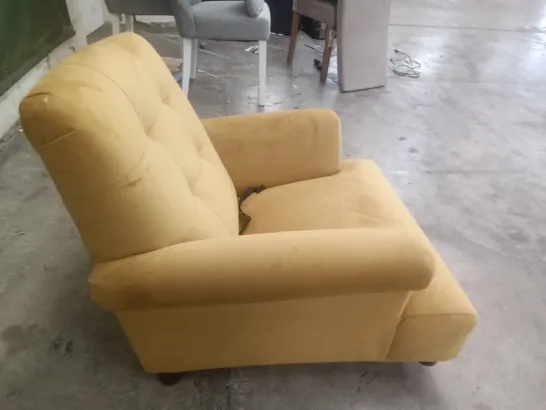 DESIGNER THE LOUNGE COMPANY MADE SMALL ARMCHAIR - YELLOW FABRIC