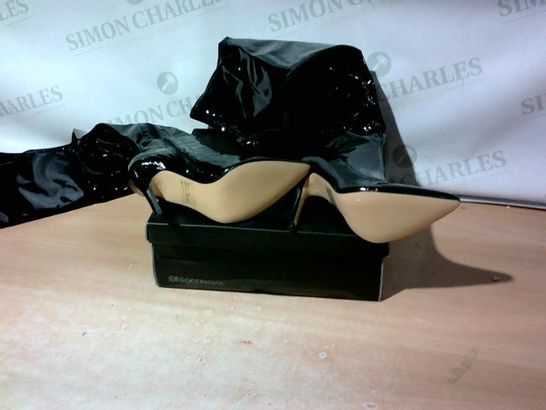 BOXED PAIR OF EGO HIGH HEEL BOOTS SIZE 4