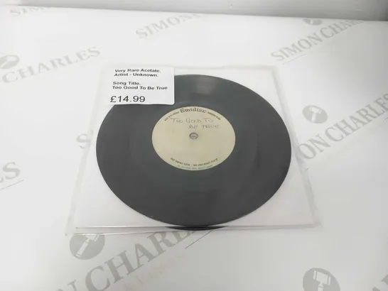 3 VERY RARE ACETATE VINYL 7” SINGLES TO INCLUDE. GUY DARELL, ARNOLD MARTIN & MORROW ETC.