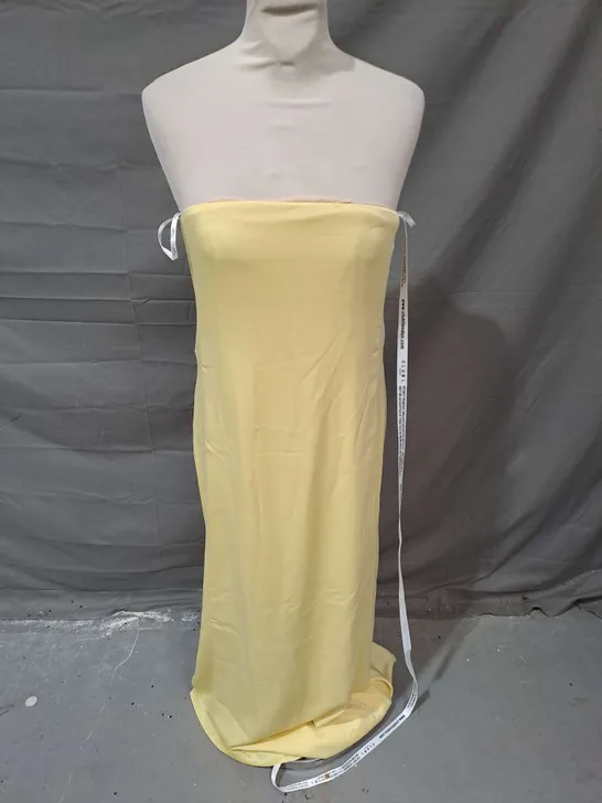 CLUB LONDON SATIN BANDEAU MAXI DRESS IN LEMON SHERBERT SIZE 8