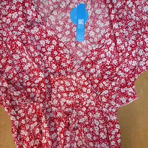 CUPSHE FLORAL PRINT DRESS IN RED UK SIZE L