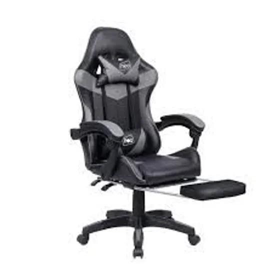 BOXED NEO FAUX LEATHER GAMING CHAIR - BLACK/GREY (1 BOX)