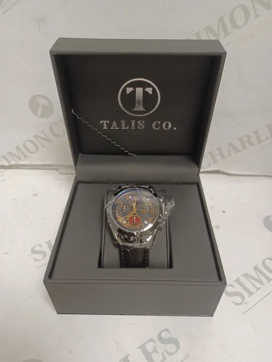 MENS TALIS CO 7120 CHRONOGRAPH WATCH – MOON PHASE MOVEMENT – GENUINE LEATHER STRAP 