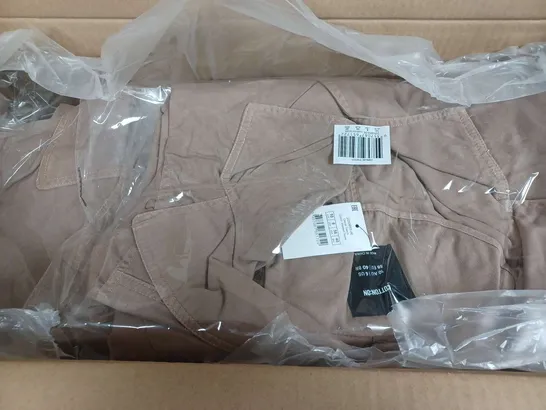 BOX OF APPROX 50 BRAND NEW CASUAL TRENCH COAT IN WASHED TAUPE IN VARIOUS SIZES 