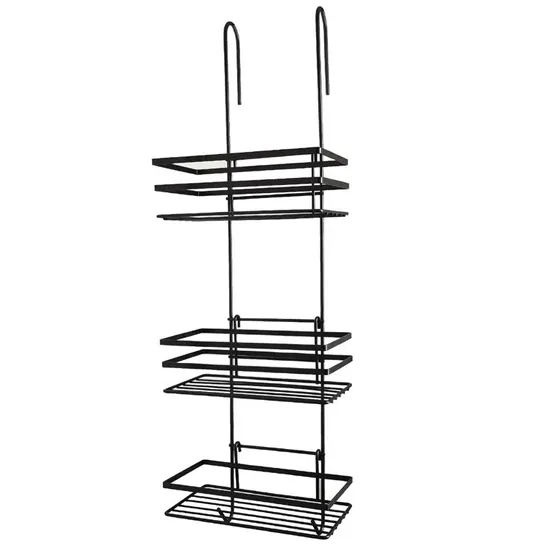 BOXED 3 TIER NON RUST HANGING SHOWER CADDY BATHROOM ORGANISER BLACK (1 BOX)