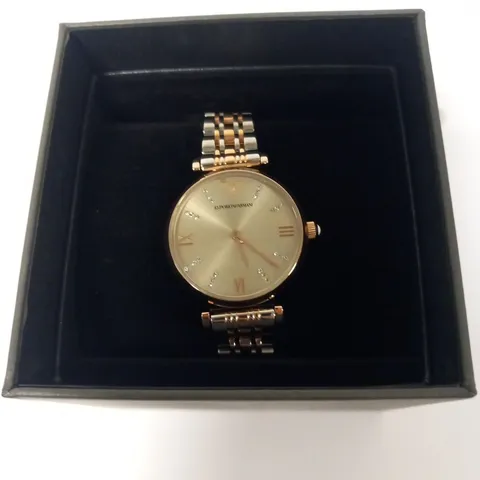 BOXED EMPORIO ARMANI 2 TWO TONE WRIST WATCH