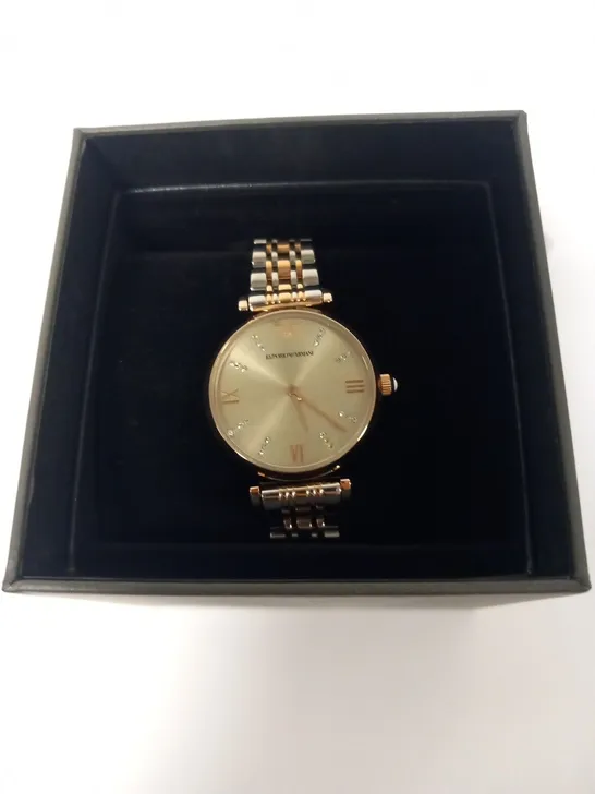 BOXED EMPORIO ARMANI 2 TWO TONE WRIST WATCH