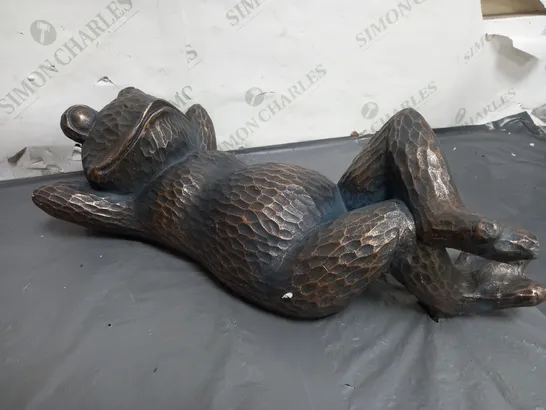 GAZING FROG BRONZE STYLE SCULPTURE 