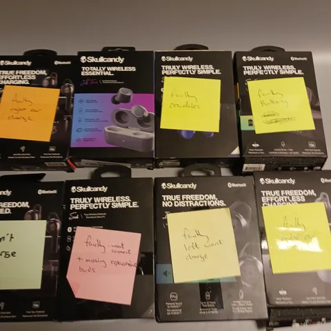 LOT OF APPROX 30 FAULTY SKULLCANDY WIRELESS HEADPHONES IN ASSORTED COLOURS AND DESIGNS