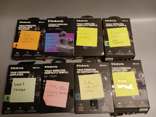 LOT OF APPROX 30 FAULTY SKULLCANDY WIRELESS HEADPHONES IN ASSORTED COLOURS AND DESIGNS