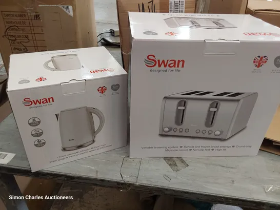 SWAN KETTLE & TOASTER 4-SLICE TWIN PACK - WHITE RRP £49.99