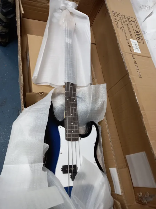 BOXED 3RD AVENUE BASS GUITAR - BLUE BURST - COLLECTION ONLY  RRP £206.99