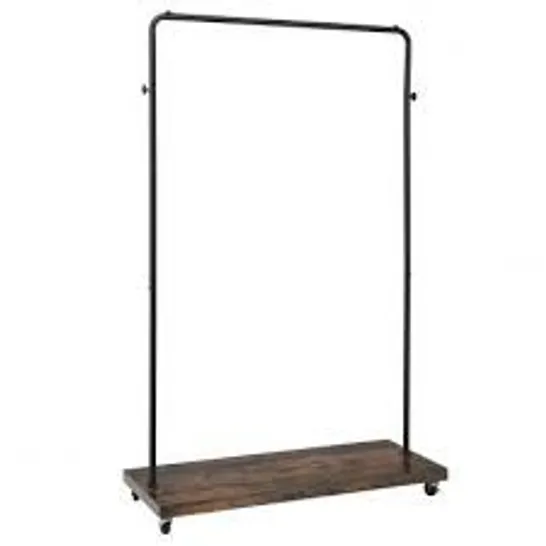 BOXED COSTWAY INDUSTRIAL PIPE STYLE ROLLING GARMENT RACK CLOTHES RACK ON WHEELS / WOOD SHELF