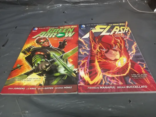 LOT OF 4 DC COMICS BOOKS INCLUDES BATMAN KNIGHTFALL VOL 1&2 AND GREEN ARROW AND THE FLASH VOLUME 1