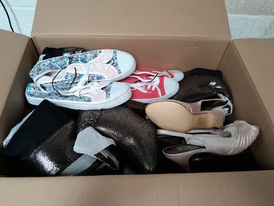 APPROXIMATELY 15 PAIRS OF LADIES SHOES. ASSORTED SIZES, COLOURS AND STYLES