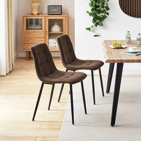 BOXED CHRISTIA SET OF TWO BROWN DINING CHAIRS (1 BOX)