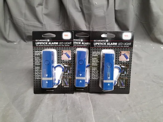 SET OF 3 SECUREBRITE LIPSTICK ALARM LED LIGHT IN BLUE