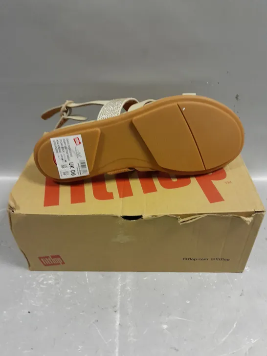 BOXED PAIR OF FITFLOP GRACIE CRYSTAL LEATHER STRAPPY SANDALS - 6