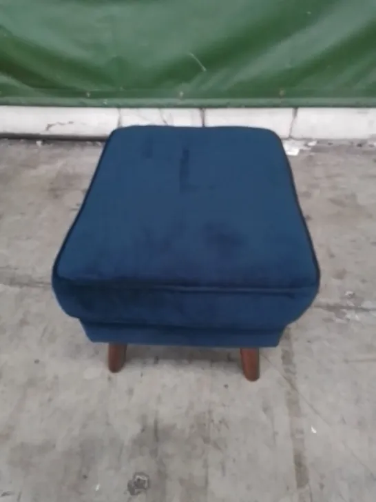 DESIGNER G PLAN MADE VINTAGE 65 PLUSH INDIGO FABRIC FOOTSTOOL