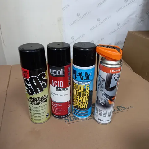 APPROXIMATELY 15 HOUSEHOLD AEROSOL SPRAYS TO INCLUDE UNIVERSAL LUBRICANT AND GUTTER REPAIR SPRAY