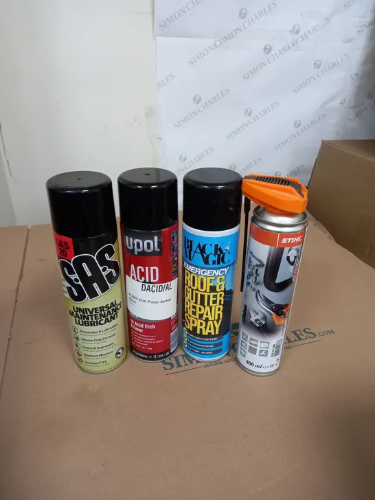 APPROXIMATELY 15 HOUSEHOLD AEROSOL SPRAYS TO INCLUDE UNIVERSAL LUBRICANT AND GUTTER REPAIR SPRAY