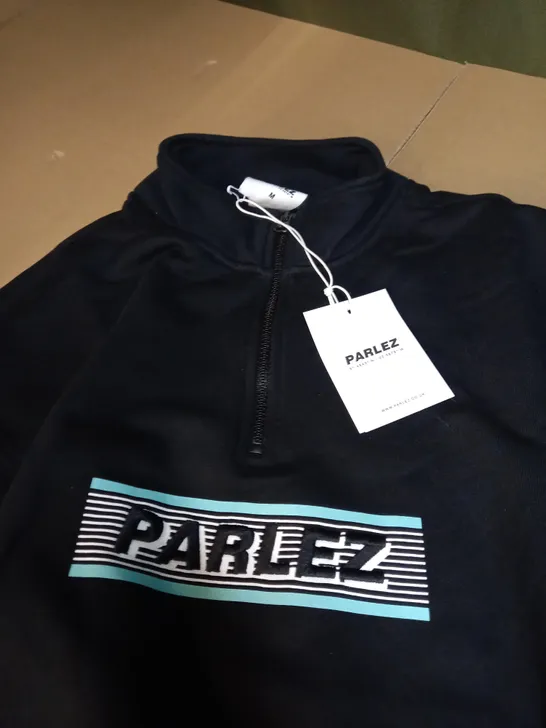 PARLEZ SALTON QUARTER ZIP UP JUMPER IN BLACK - MEDIUM