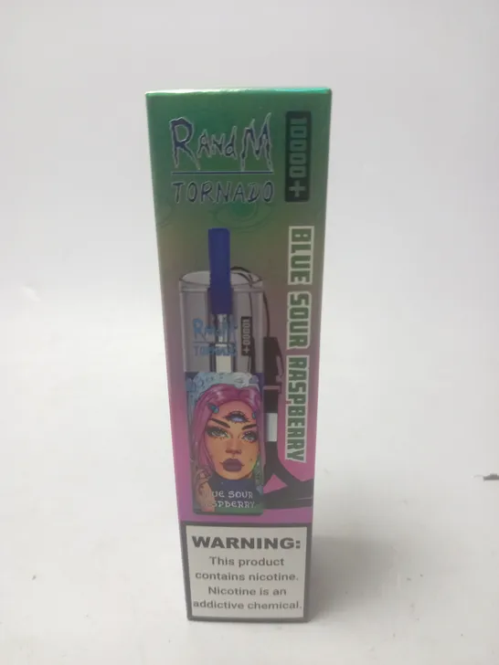  BOXED R AND M TORNADO DISPOSABLE VAPES - BLUE SOUR RASPBERRY - 8 PER BOX