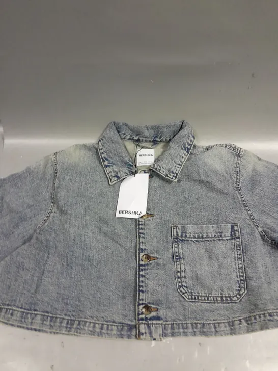 BERSHKA CROPPED DENIM JACKET - S