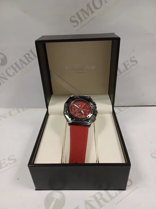  LIMITED EDITION SWAN & EDGAR HAND ASSEMBLED FORTRESS AUTOMATIC RED WATCH RRP £205