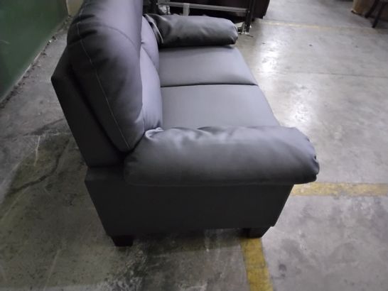 DESIGNER GREY LEATHER 2-SEATER SOFA