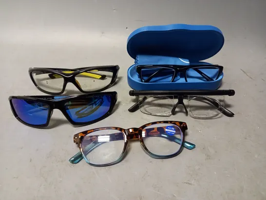 BOX OF APPROXIMATELY 12 ASSORTED ITEMS TO INCLUDE - READING GLASSES +3.50 , OUTSIDE CLINIC GLASSES , SUNGLASSES ETC