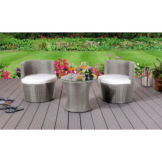 BOXED SANTAGATA ROUND 2-PERSON 42cm LONG BISTRO SET WITH CUSHIONS (1 BOX)