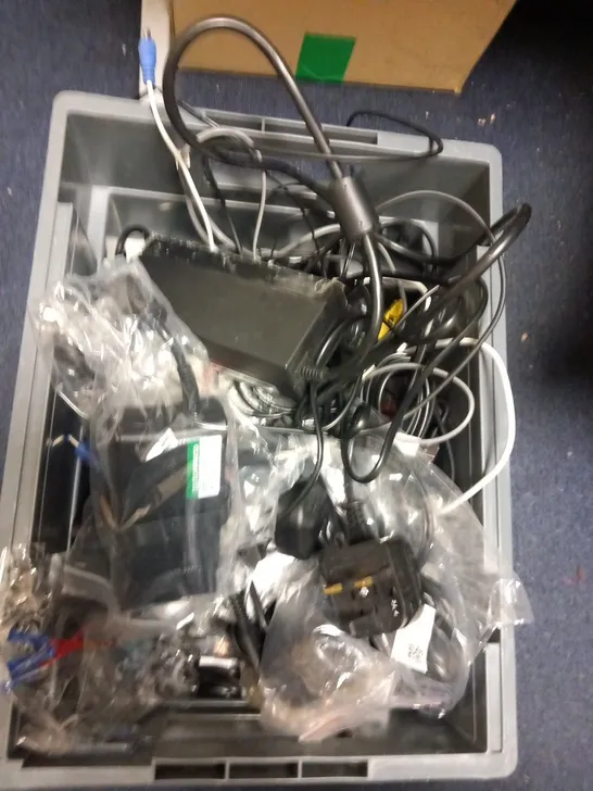 BOX OF ASSORTED PRODUCTS TO INCLUDE; TALK TALK ROUTER, BT 3570 DOCK, ADAPTERS AND POWER LEADS